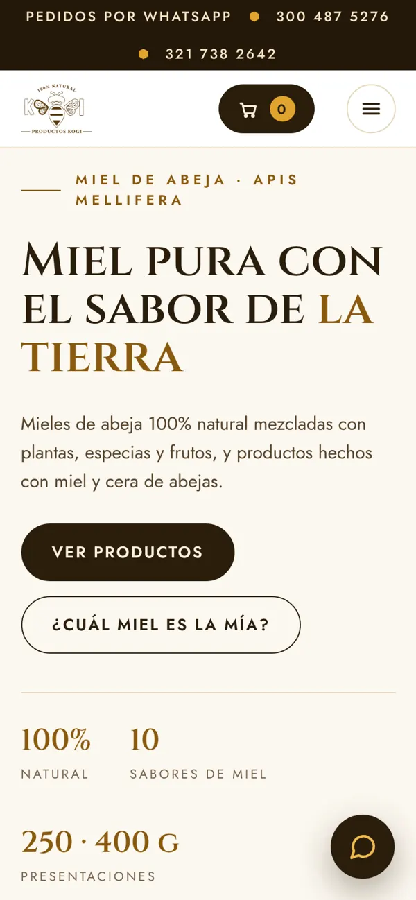 Página de Productos KOGI en celular