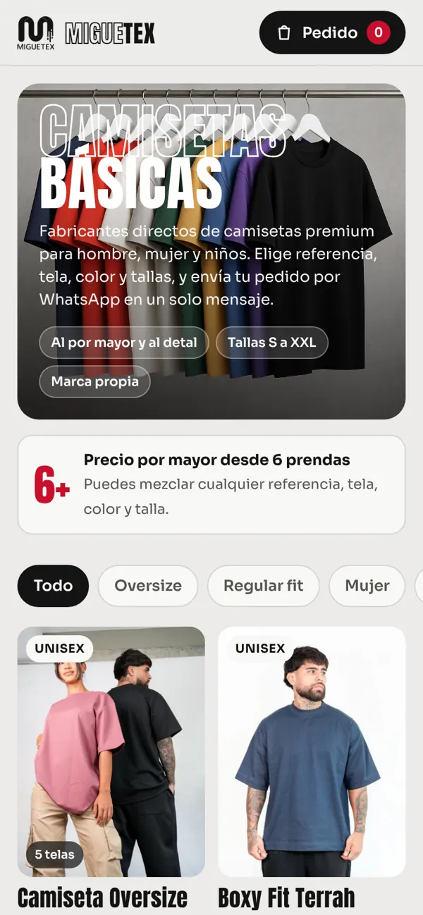 Catálogo mayorista Miguetex en celular